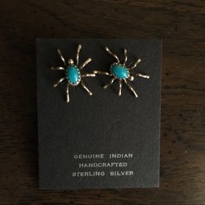 🕷 Sterling silver and turquoise spider earrings